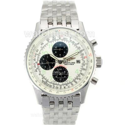Breitling Navitiner Automatic Number Markers with White Dial S/S