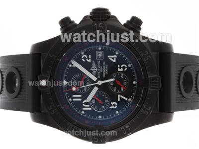 Breitling Skyland Avenger Working Chronograph PVD Case with Black Dial-Rubber Strap