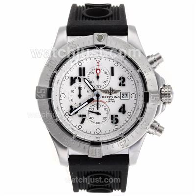 Breitling Skyland Avenger Working Chronograph with White Dial-Rubber Strap--49mm Version