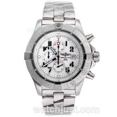 Breitling Skyland Avenger Working Chronograph with White Dial S/S--49mm Version