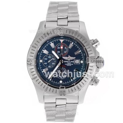 Breitling Super Avenger Chronograph Swiss Valjoux 7750 Movement Stick Markers with Blue Dial