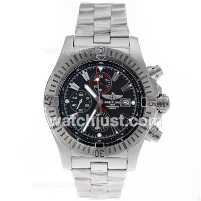 Breitling Super Avenger Chronograph Swiss Valjoux 7750 Movement Stick Markers with Black Dial