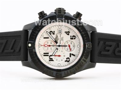 Breitling Super Avenger PVD Working Chronograph With White Dial-Rubber Strap