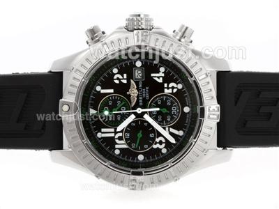 Breitling Super Avenger Working Chronograph Black Dial with Green Needles