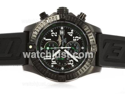 Breitling Super Avenger Working Chronograph PVD Case Black Dial with Green Needles