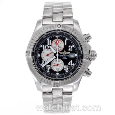 Breitling Super Avenger Working Chronograph with Black Dial S/S-Red Needles