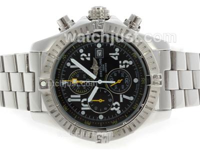 Breitling Super Avenger Working Chronograph with Black Dial S/S-Yellow Needles