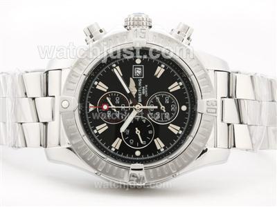 Breitling Super Avenger Working Chronograph with Black Dial-Stick Marking S/S