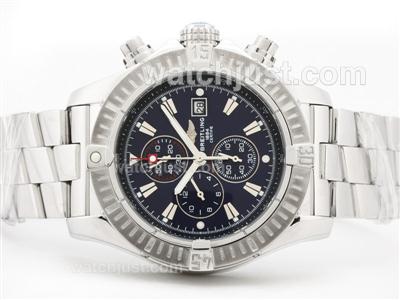 Breitling Super Avenger Working Chronograph with Blue Dial-Stick Marking S/S