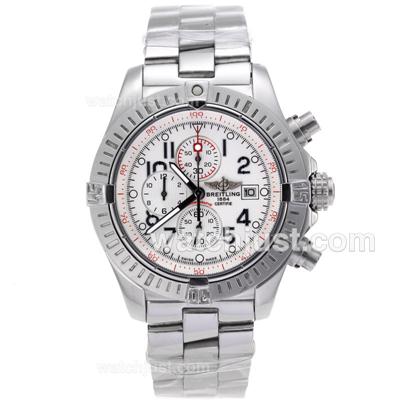 Breitling Super Avenger Working Chronograph with White Dial S/S