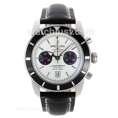 Breitling Super Ocean Chronograph Swiss Valjoux 7750 Movement with White Dial-Leather Strap