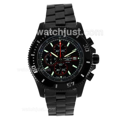 Breitling Super Ocean Working Chronograph Full PVD with Black Dial-Red Needles