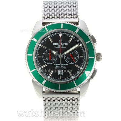 Breitling Super Ocean Working Chronograph Green Bezel with Black Dial S/S