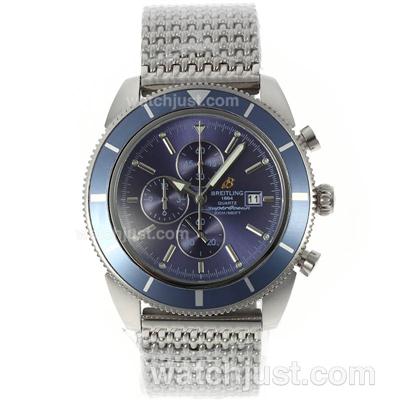 Breitling Super Ocean Working Chronograph with Blue Dial and Bezel S/S