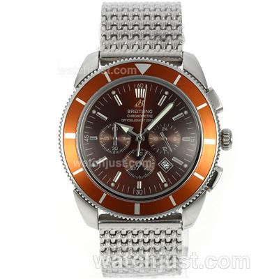 Breitling Super Ocean Working Chronograph with Brown Dial and Bezel S/S