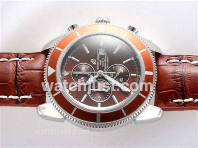 Breitling Super Ocean Working Chronograph with Brown Dial and Bezel