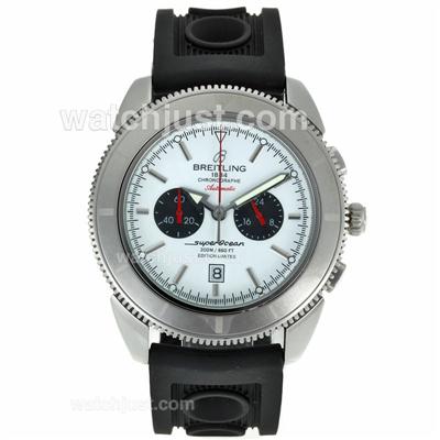 Breitling Super Ocean Working Chronograph with White Dial-Rubber Strap