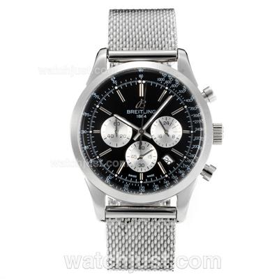 Breitling Transocean Working Chronograph Stick Markers with Black Dial S/S-Same Chassis as 7750 Version-High Quality