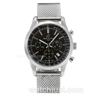Breitling Transocean Working Chronograph Stick Markers with Dark Grey Dial S/S-Same Chassis as 7750 Version-High Quality