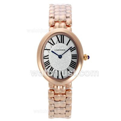 Cartier Baignoire Full Rose Gold with White Dial-Roman Markers