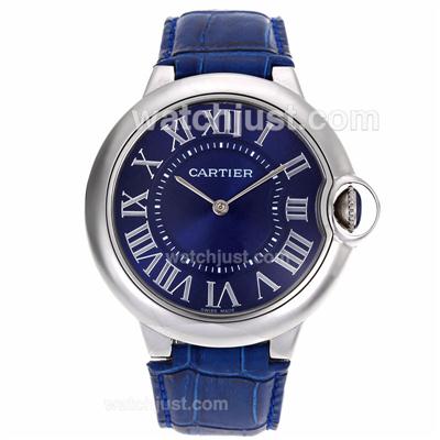 Cartier Ballon bleu de Cartier Blue Dial with Blue Leather Strap-Oversized Version(Gift Box is Included)