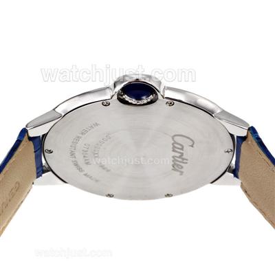 Cartier Ballon bleu de Cartier Blue Dial with Blue Leather Strap-Oversized Version(Gift Box is Included)