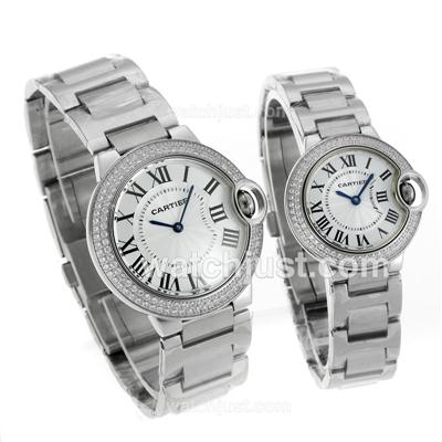 Cartier Ballon bleu de Cartier Diamond Bezel with White Dial-Sapphire Glass