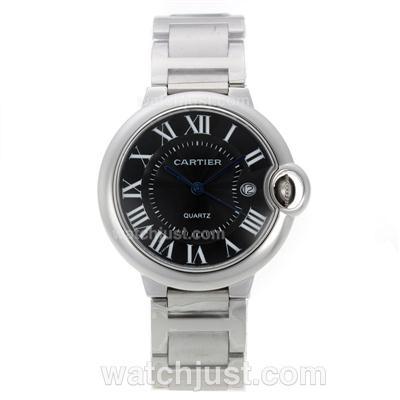 Cartier Ballon bleu de Cartier Roman Markers with Black Dial S/S-Sapphire Glass