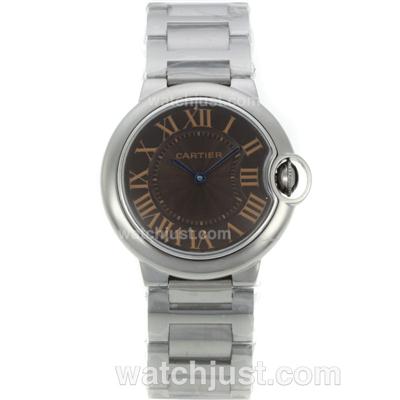 Cartier Ballon bleu de Cartier Roman Markers with Brown Dial S/S-Sapphire Glass