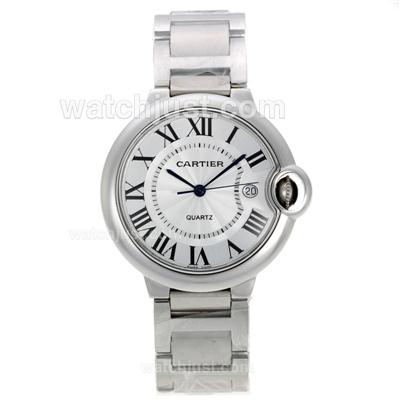 Cartier Ballon bleu de Cartier Roman Markers with White Dial S/S-Sapphire Glass