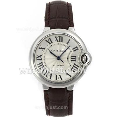 Cartier Ballon bleu de Cartier Swiss ETA 2836 Movement with Brown Leather Strap