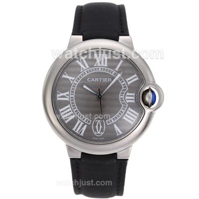 Cartier Ballon bleu de Cartier Swiss ETA 2836 Movement with Gray Dial-Leather Strap