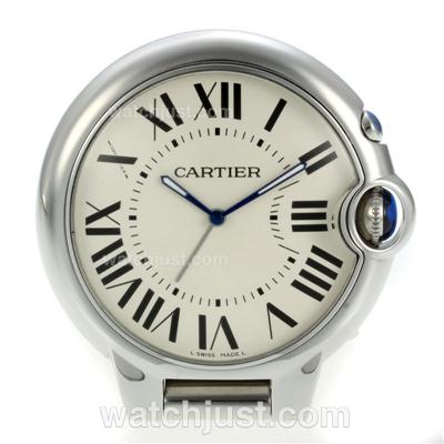 Cartier Ballon Bleu de Cartier Swiss ETA 804.192 Alarm Quartz Movement Travel Clock with White Dial S/S