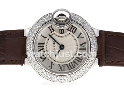 Cartier Ballon bleu de Cartier Swiss ETA Movement Diamond Bezel with Gray Dial-Lady Size