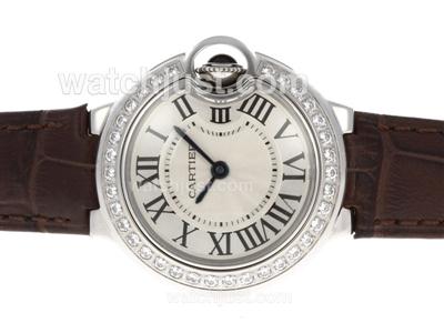 Cartier Ballon bleu de Cartier Swiss ETA Movement Diamond Bezel with White Dial-Lady Size