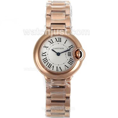 Cartier Ballon Bleu de Cartier Swiss ETA Movement Rose Gold Case Roman Markers with White Dial