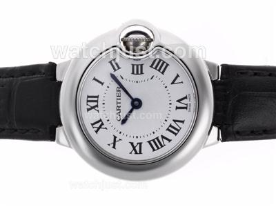 Cartier Ballon bleu de Cartier Swiss ETA Movement White Dial with Leather Strap-Lady Size