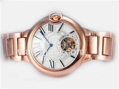 Cartier Ballon Bleu de Cartier Tourbillon Manual Winding Full Rose Gold with White Dial