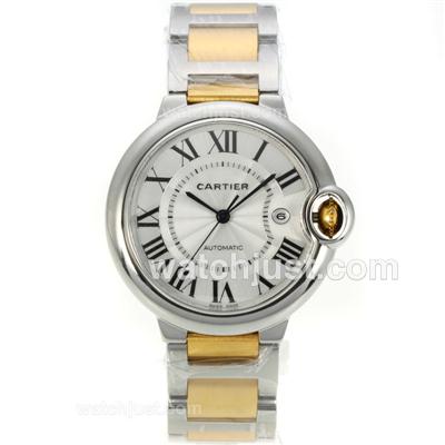 Cartier Ballon bleu de Cartier Two Tone Automatic Roman Markers with White Dial-Sapphire Glass