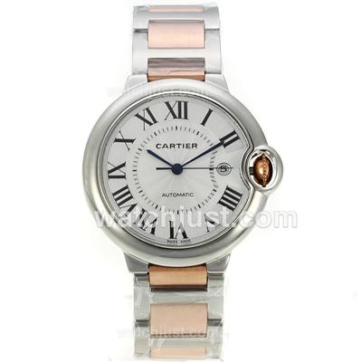 Cartier Ballon bleu de Cartier Two Tone Automatic with White Dial-Sapphire Glass