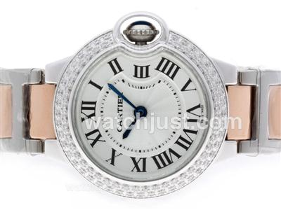 Cartier Ballon bleu de Cartier Two Tone Diamond Bezel With Sapphire Glass-Lady Size