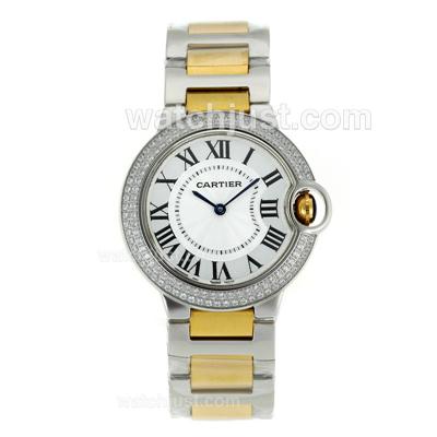 Cartier Ballon bleu de Cartier Two Tone Diamond Bezel with White Dial