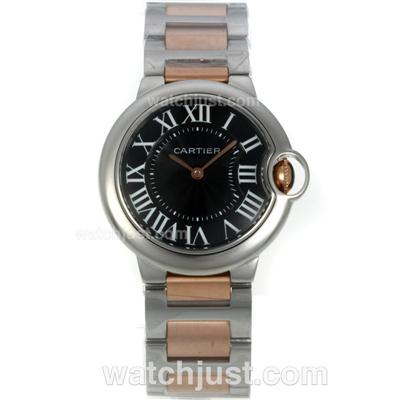 Cartier Ballon bleu de Cartier Two Tone with Black Dial-Sapphire Glass-Medium Size