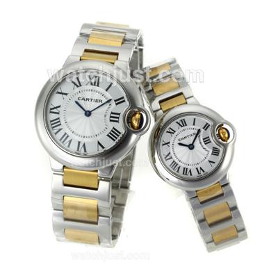 Cartier Ballon bleu de Cartier Two Tone with White Dial-Couple Watch