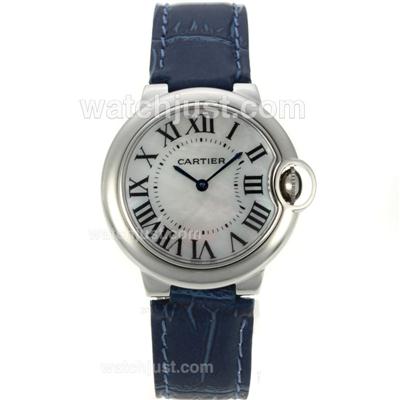 Cartier Ballon bleu de Cartier with MOP Dial-Blue Leather Strap-Sapphire Glass