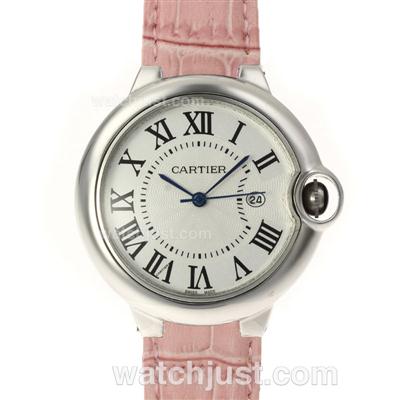 Cartier Ballon bleu de Cartier with Pink Leather Strap-Couple Watch