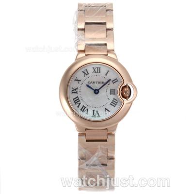 Cartier Ballon Bleu de Swiss ETA Movement Full Rose Gold with MOP Dial-Lady Size