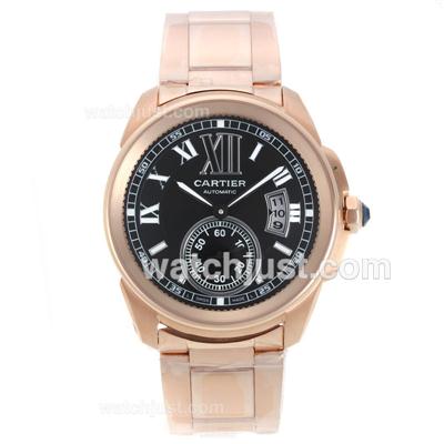 Cartier Calibre de Cartier Automatic Full Rose Gold with Black Dial