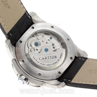 Cartier Calibre de Cartier Tourbillon Automatic Two Tone Case with White Dial-Leather Strap
