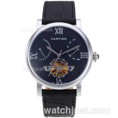 Cartier Calibre de Cartier Tourbillon Automatic with Black Dial-18K Plated Gold Movement